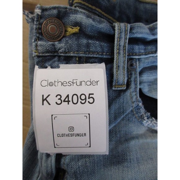 American Eagle Jeans 31X30 Straight Slim Ripped Raw Hem Ripped Grunge - Picture 9 of 9